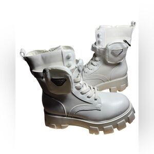 New Dream Pairs women’s sz 8 ankle combat boots vegan leather detachable pouch